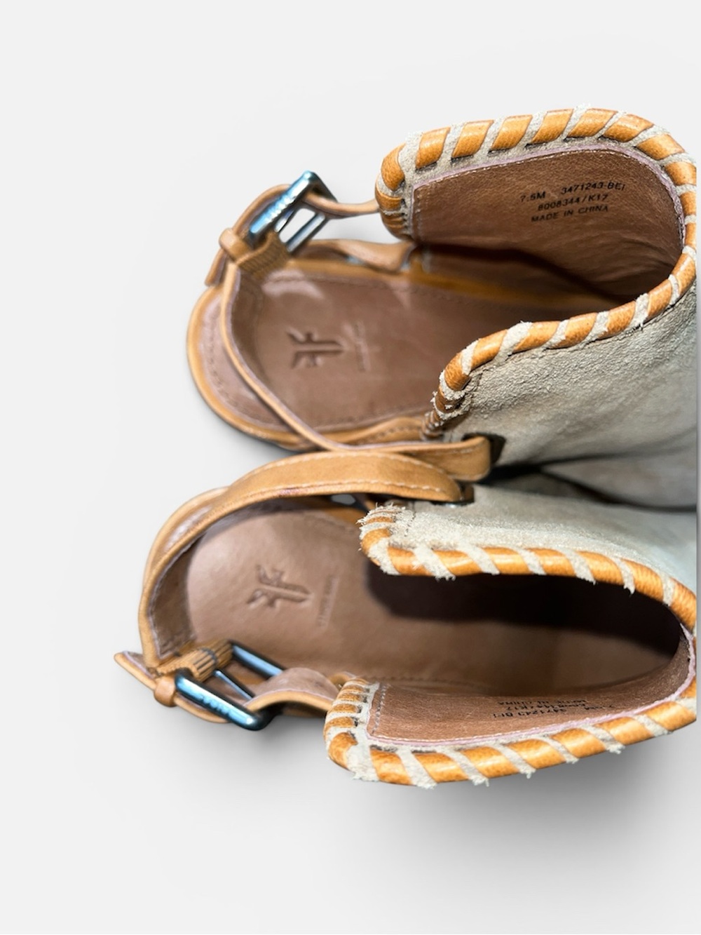 Frye Dani Shield Whipstitch Mule in Beige Suede Women's Size 7 1/2 - Picture 4 of 10